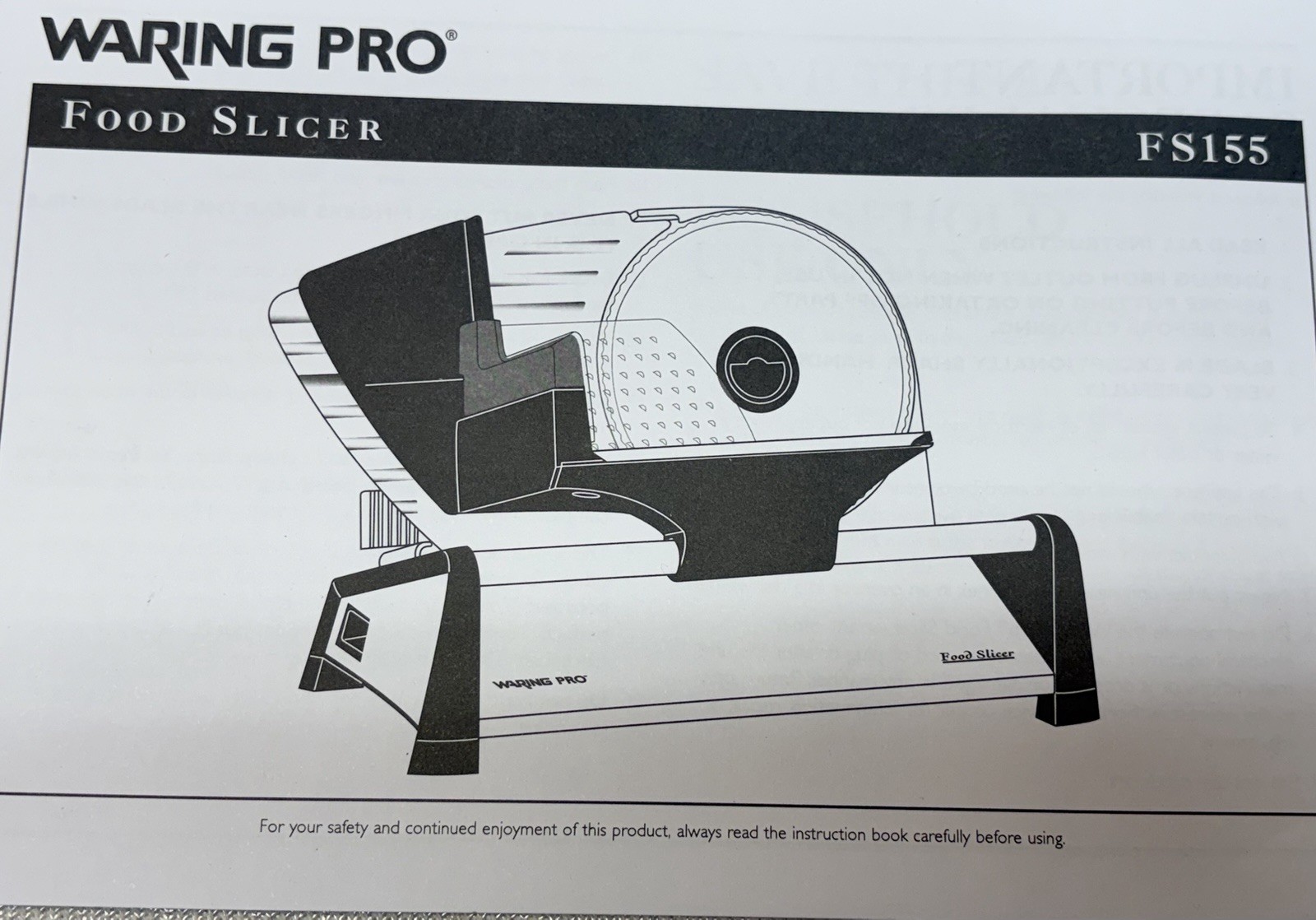 Waring Pro Professional Food Slicer Stainless Steel FS155 Meat Or Cheese Slicer gallery