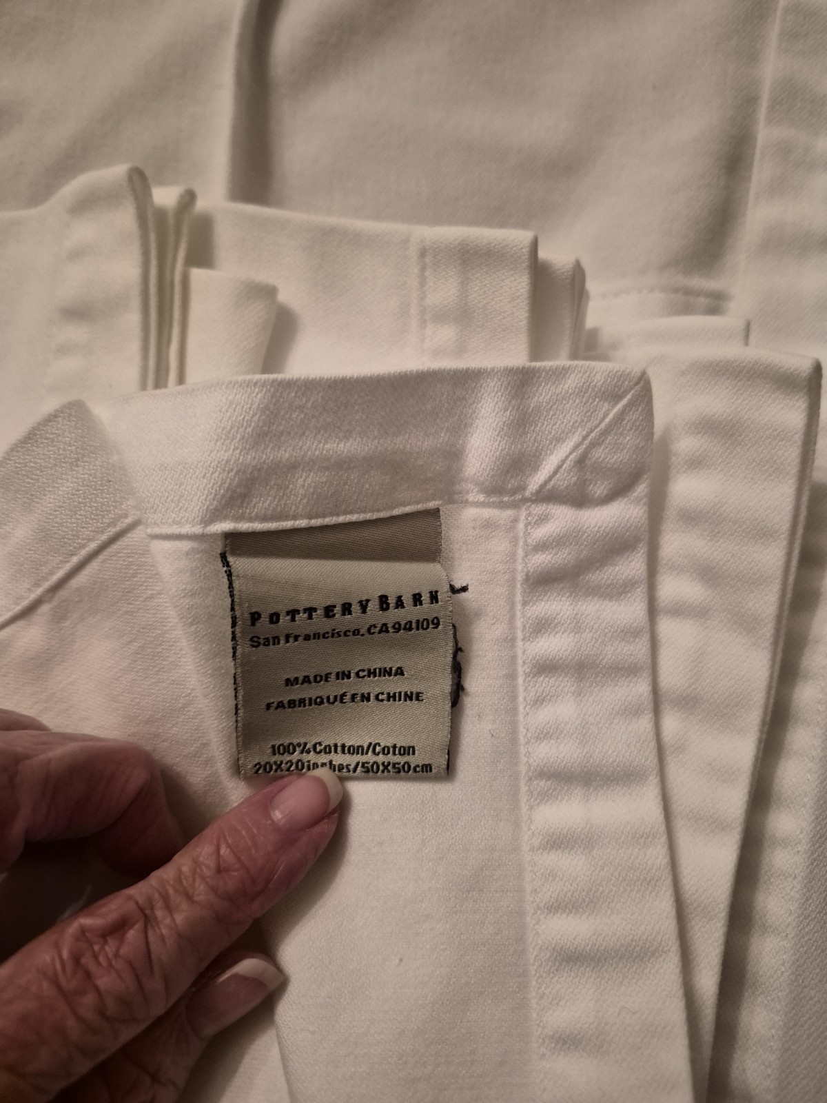 Pottery Barn Dinner Napkins 100% Cotton Set of 8 White 20x20 gallery