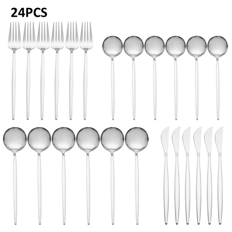 24pcs Silverware Set for 6, Flatware Stainless Steel Cutlery Utensil Kitchen gallery
