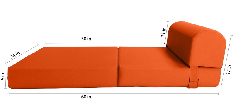 Sleeper Chair Folding Foam Beds, Foldable Sofa Couches 6 x 24 x 70, Orange gallery