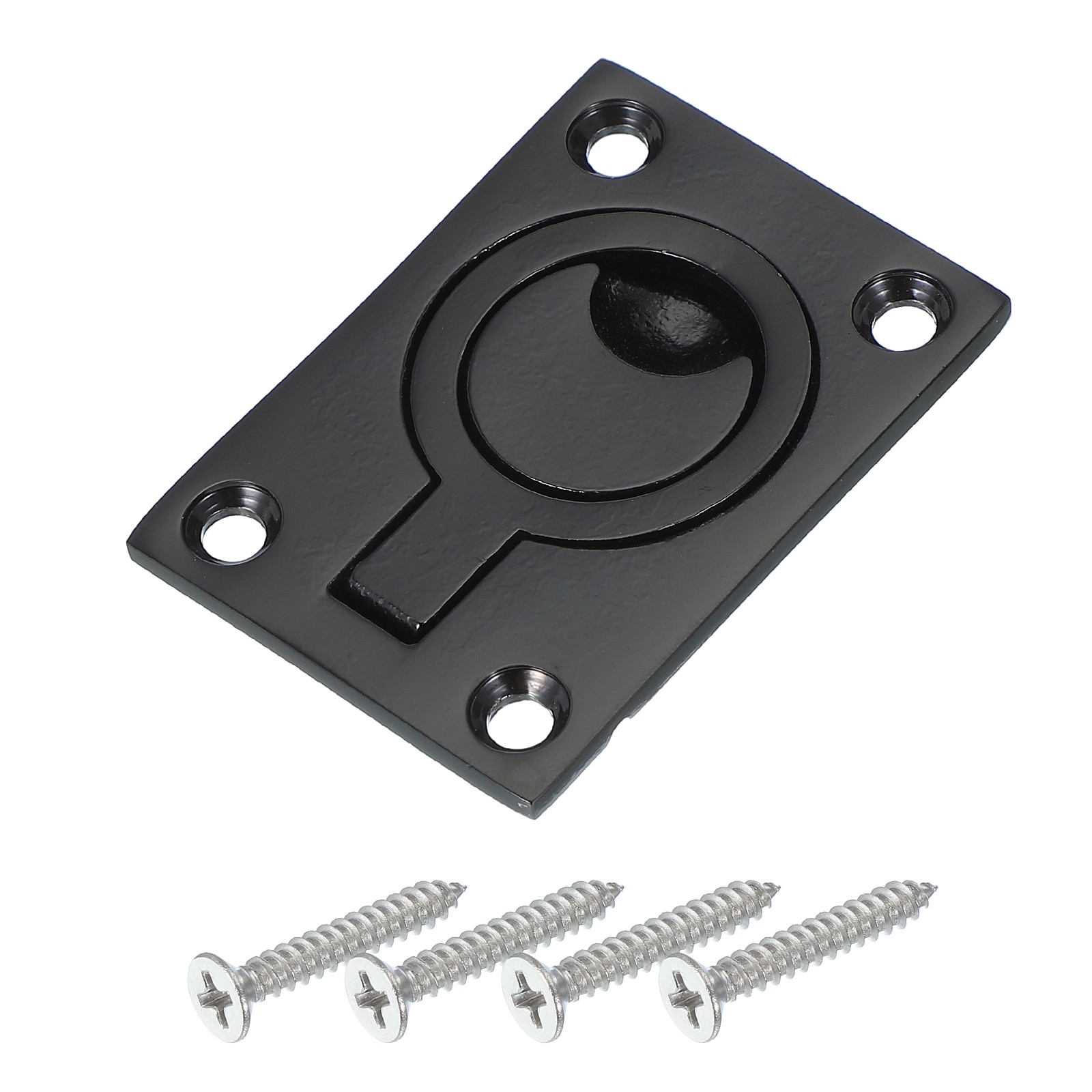 2-1/2"-1-3/4" Flush Pull Ring Handles Recessed Door Pull with Screw Black gallery