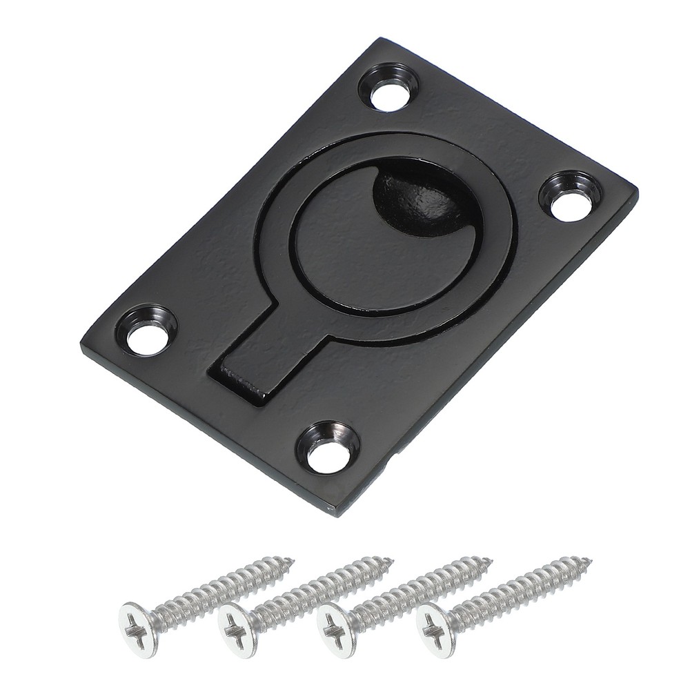 2-1/2"-1-3/4" Flush Pull Ring Handles Recessed Door Pull with Screw Black