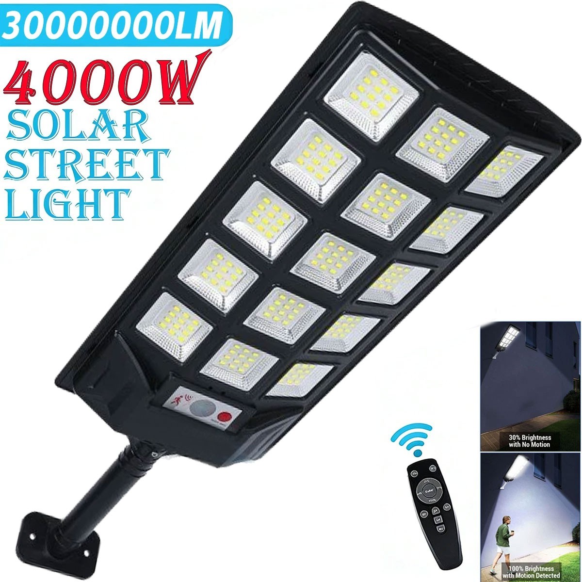 30000000LM Commercial LED Solar Street Light Outdoor Dusk to Dawn Road Area Lamp gallery