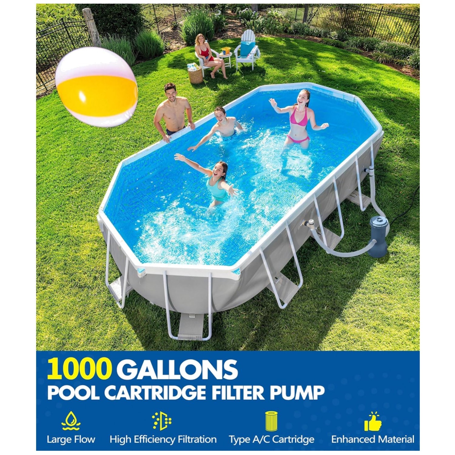 Pro Series 1000 GPH Pool Filter Pump - Gray gallery