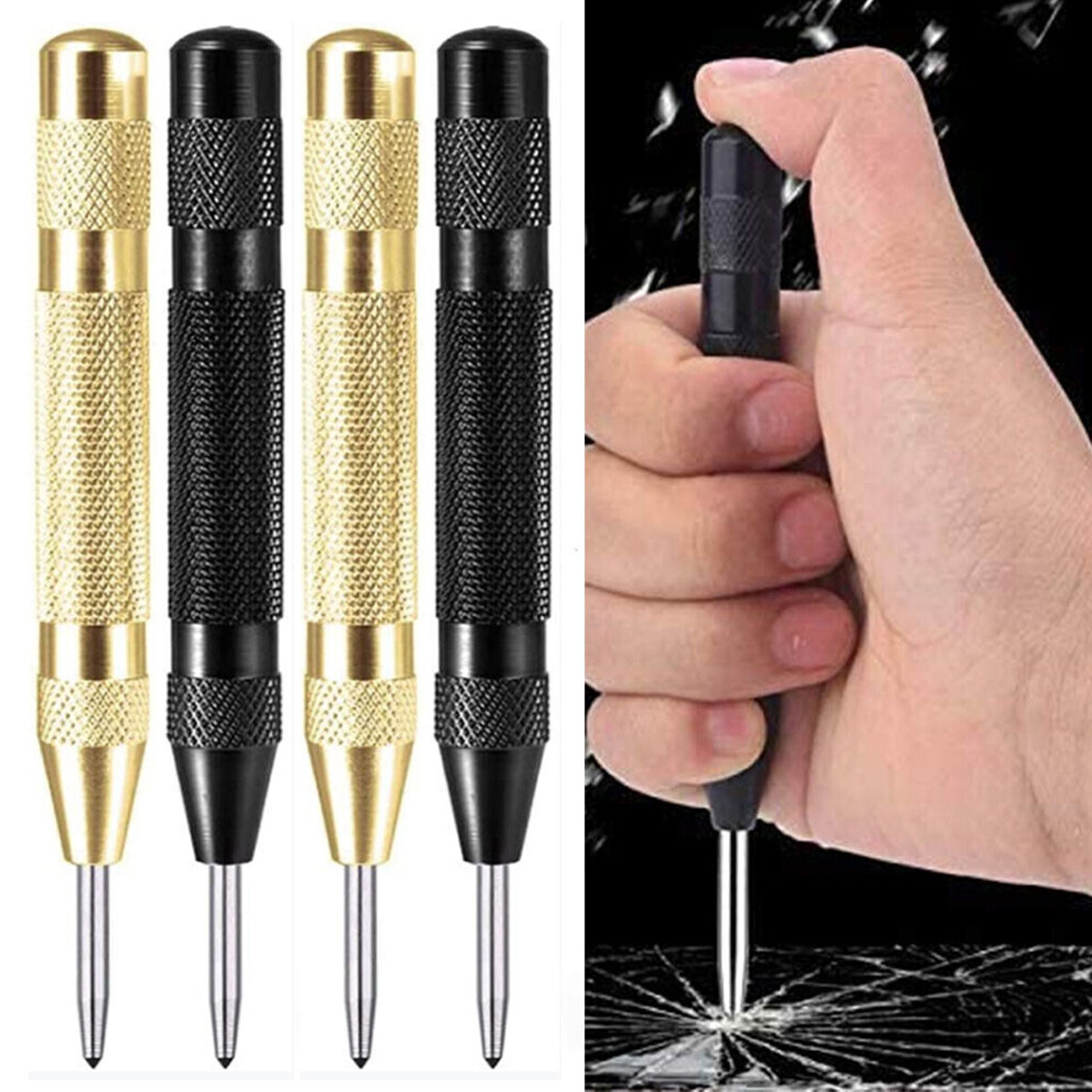 4X Automatic CENTER PUNCH Tool Adjustable Spring Loaded Super Strong Metal Drill gallery