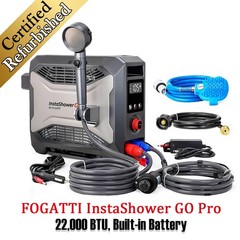 FOGATTI InstaShower GO Pro Portable Propane Water Heater, 22,000 BTU -Certified