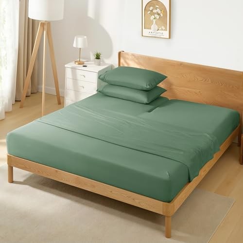 Split Head King Sheet Set - 4 Pieces Flex Top King Sheets for Sage Green gallery