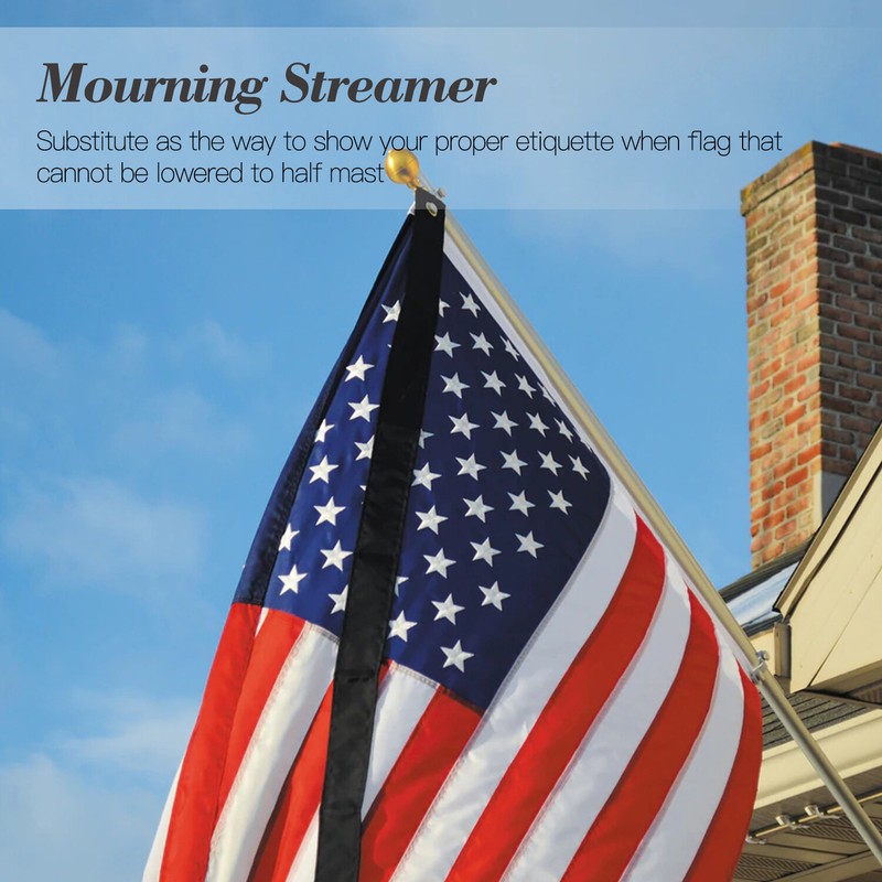 Anley Flag Mourning Streamer - Ideal for 3x5 FT Flag - Half-Mast Mourning Ribbon gallery
