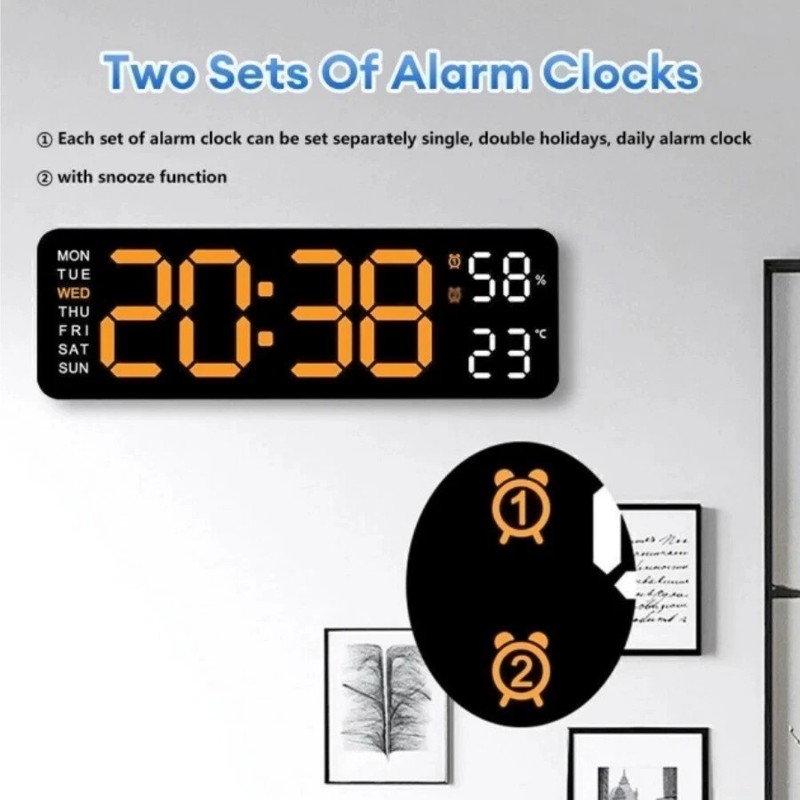 LED Large Digital Display Wall Desk Clock W/Calendar Temperature Calendar Date gallery