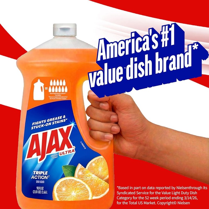 Ajax Ultra Triple Action Liquid Dish Soap, Orange, 90 Fl. Oz. gallery