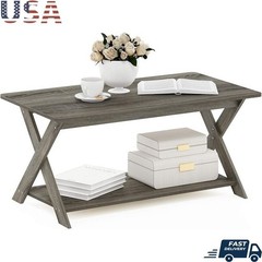 Stylish Engineered Wood Coffee Table W/ Storage Display Space Easy Assembly New