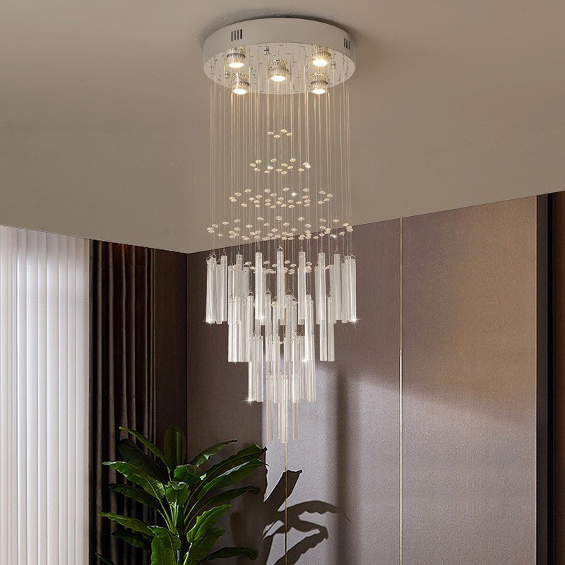 Crystal Chandelier Silver LED Modern Flush Mount Ceiling Light Home Decor GU10 gallery