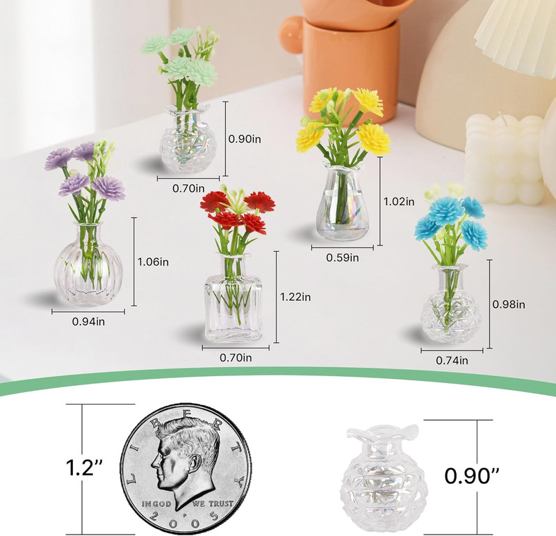 Cute Mini Vase Magnets for Fridge, Tiny Plant Glass Vases with Flowers, Magnetic gallery