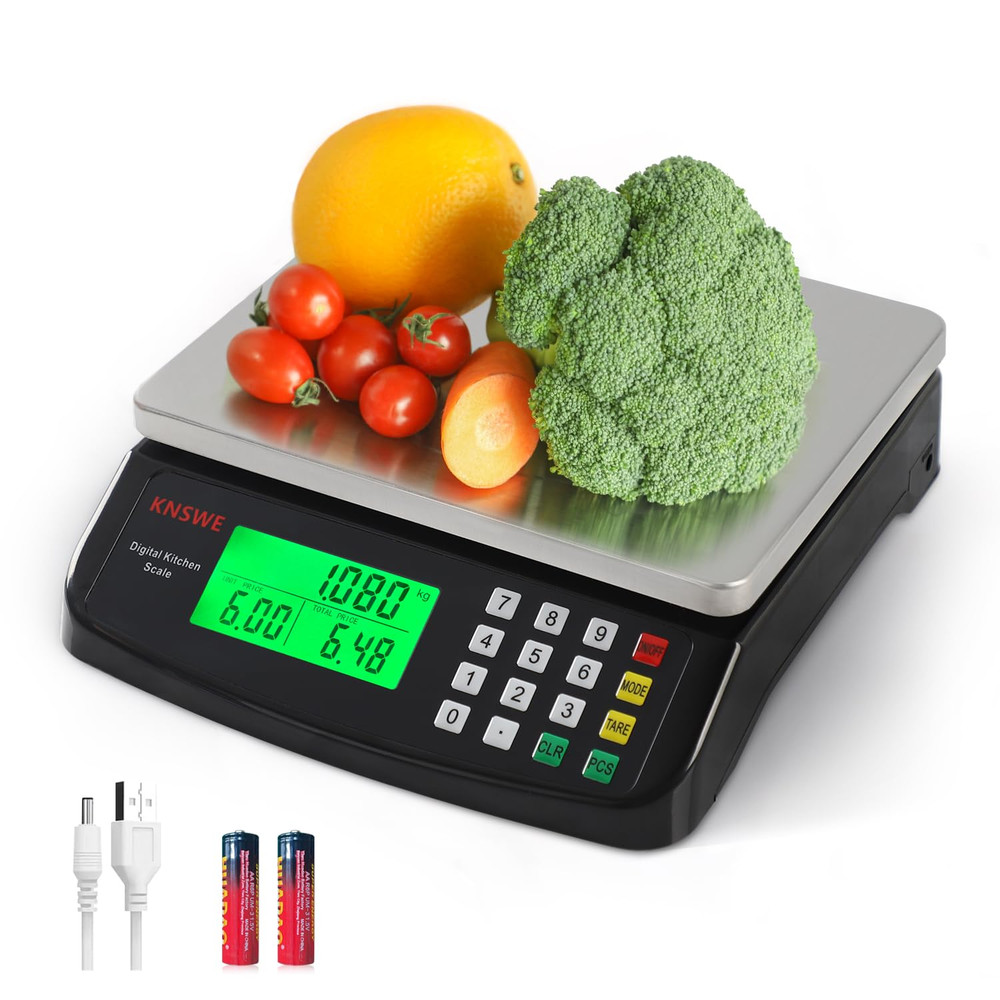 Large Kitchen Scale Black 40KG/88LB Commercial Scales Digital Weight for Cookin