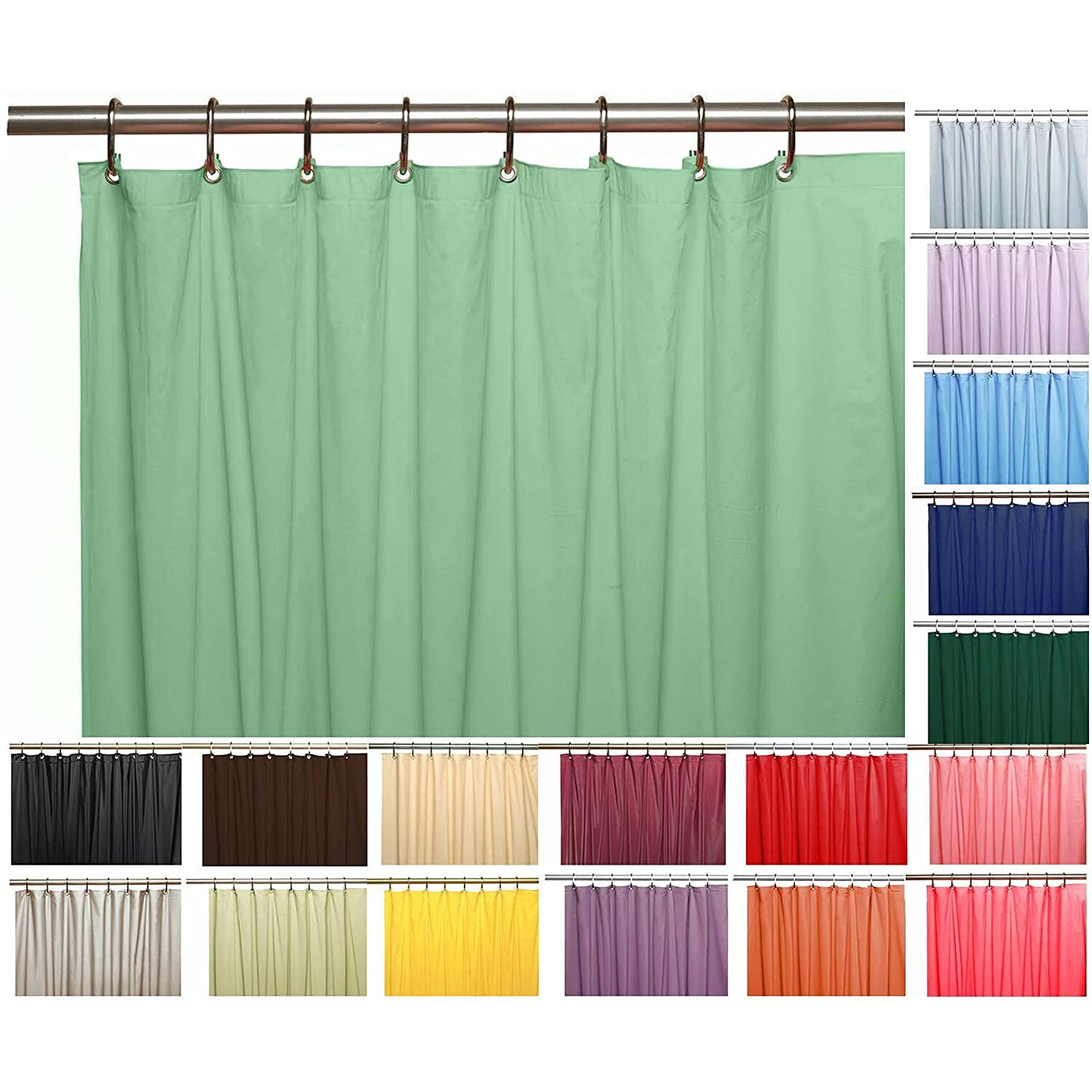Shower Curtain Liner Vinyl Resistant Water Repellent Odorless Magnet (2 PACK) gallery