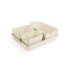 Cream Ceramic Nesting Bakeware Set 4-Piece Solid Print