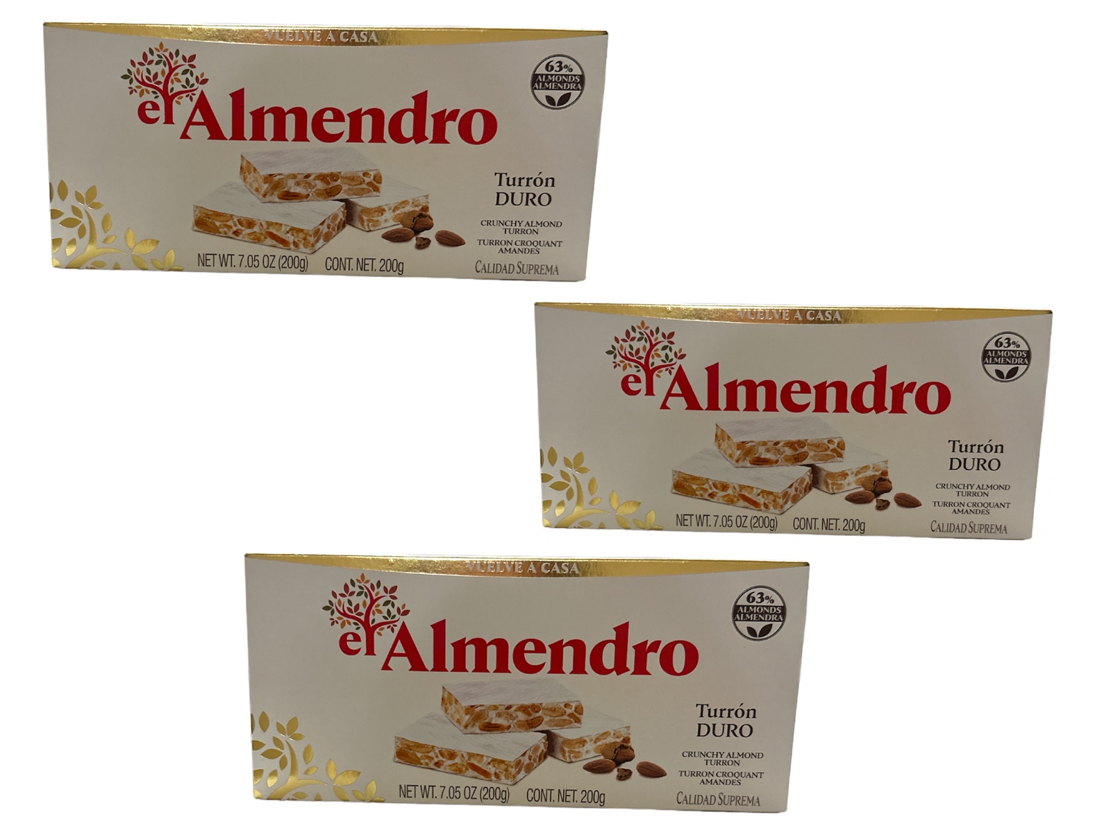 El Almendro Crunchy Almond Turron (PACK of 3, 7.05oz Each Bar) gallery