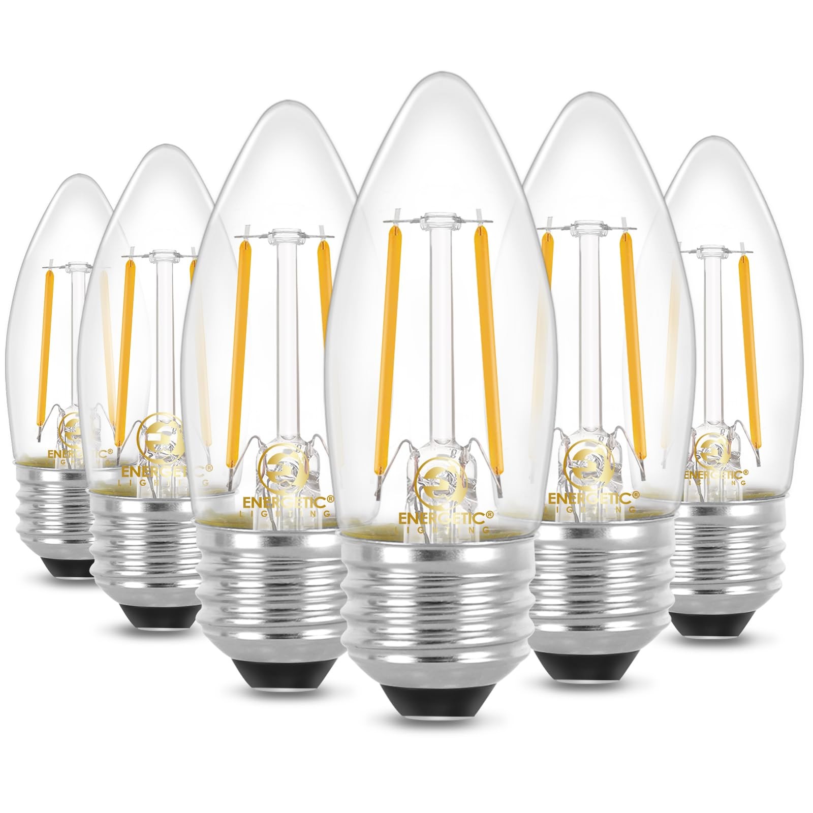 Energetic B10 B11 LED Filament Bulb E26 2700K 4W 40W 300 Lumens Dimm 6 PCS gallery