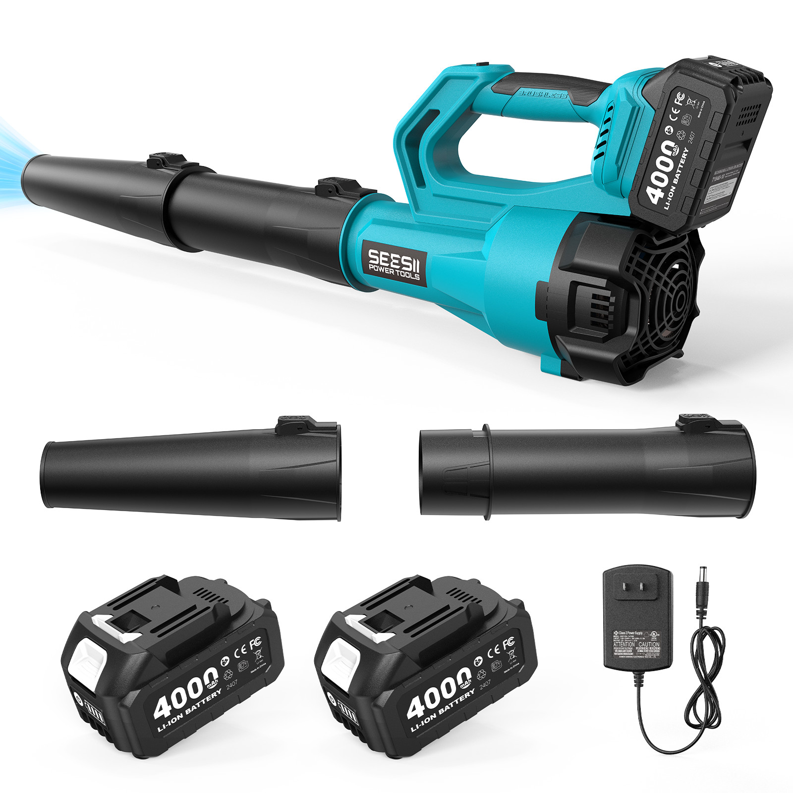 SEESII Cordless Leaf Blower 780CFM/400MPH & Variable Speed Levels 2 x 4000mAh gallery