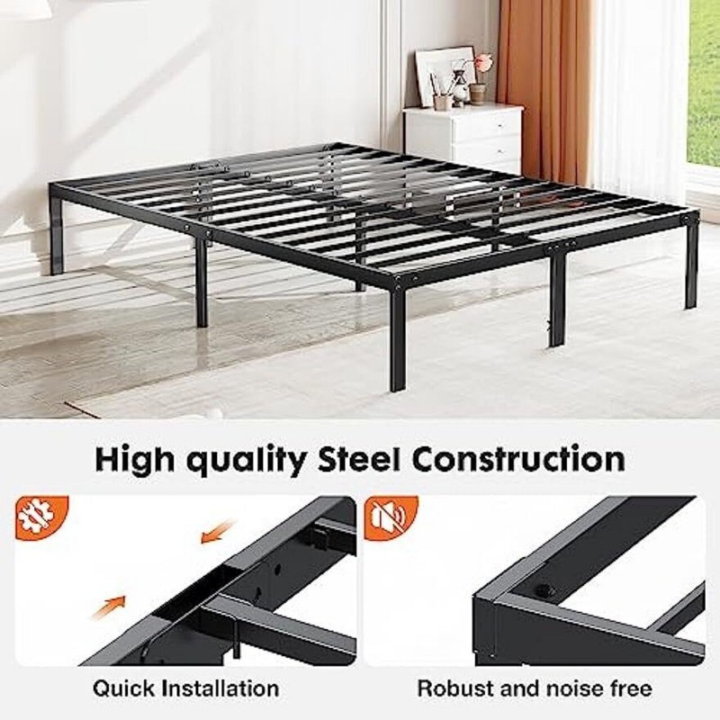 14 Inch Metal Platform Bed Frame Full King Queen Size Sturdy Steel Slat Support gallery