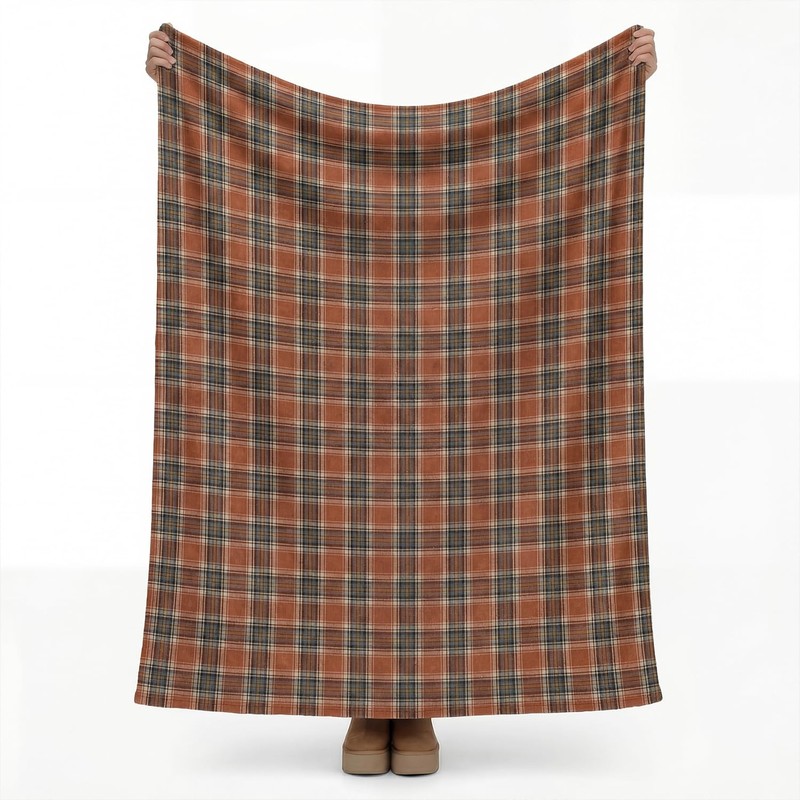 Rust Farmhouse Plaid Fall Decorative Blanket Throw, Autumn Rustic Soft Lightw... gallery