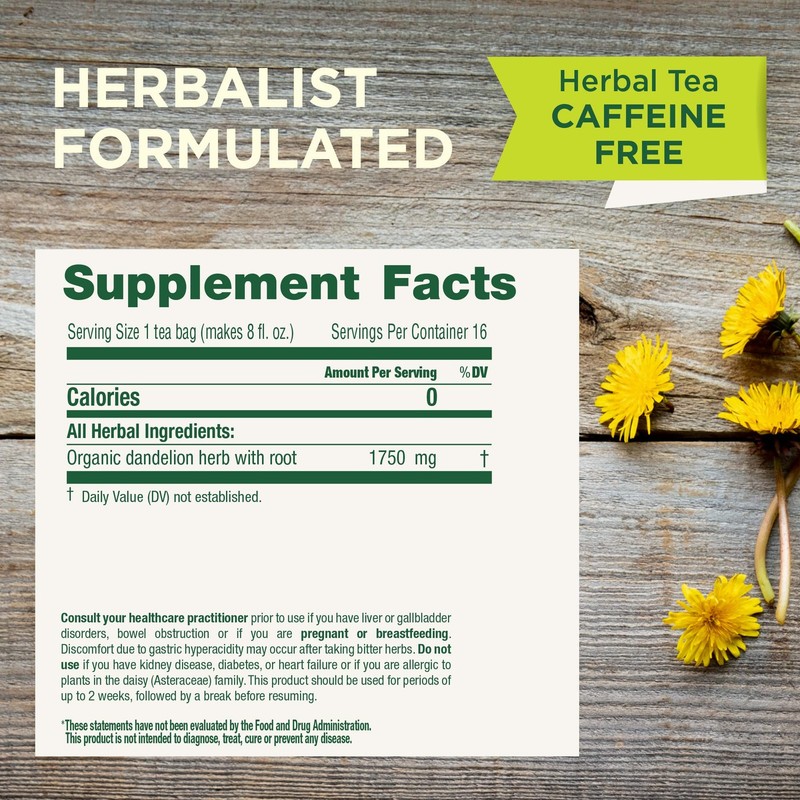 Organic, Dandelion Leaf & Root - Dandelion Root Tea, Supports Normal Det gallery