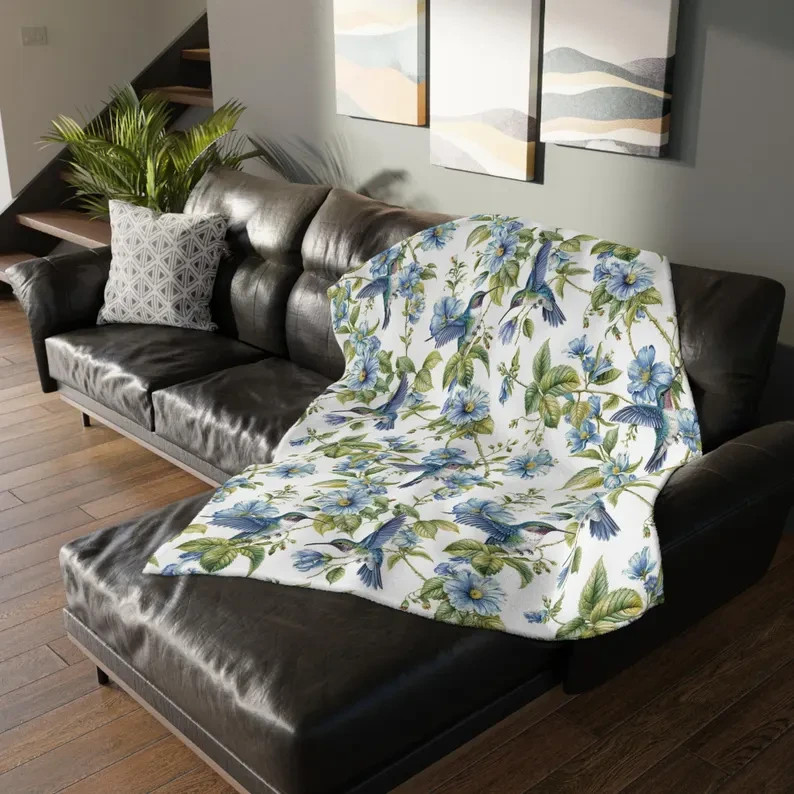 Hummingbird Plush Blanket Extra Soft Nature Inspired Decor gallery
