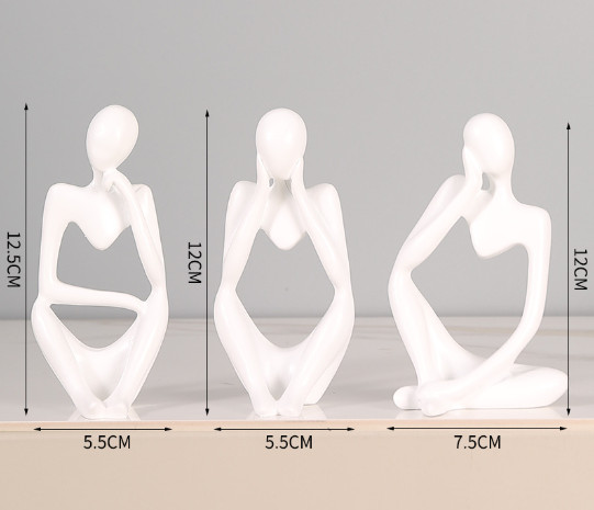 Mini abstract character ornaments for home decor, resin crafts, 3-piece set gallery