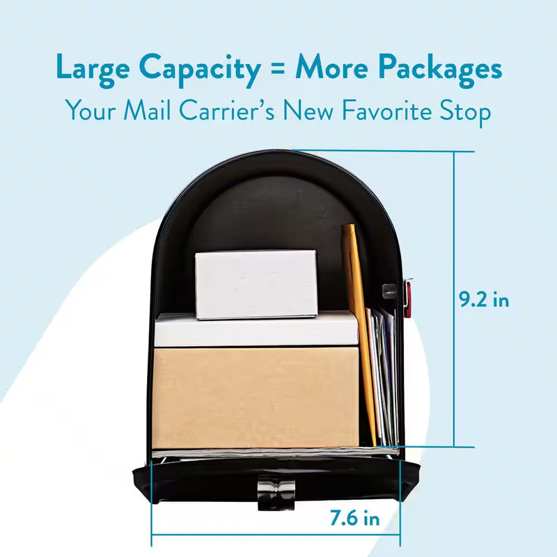 Heavy-Duty Large Jumbo Post Mount Rural Mailbox Galvanized Steel Package Balck gallery