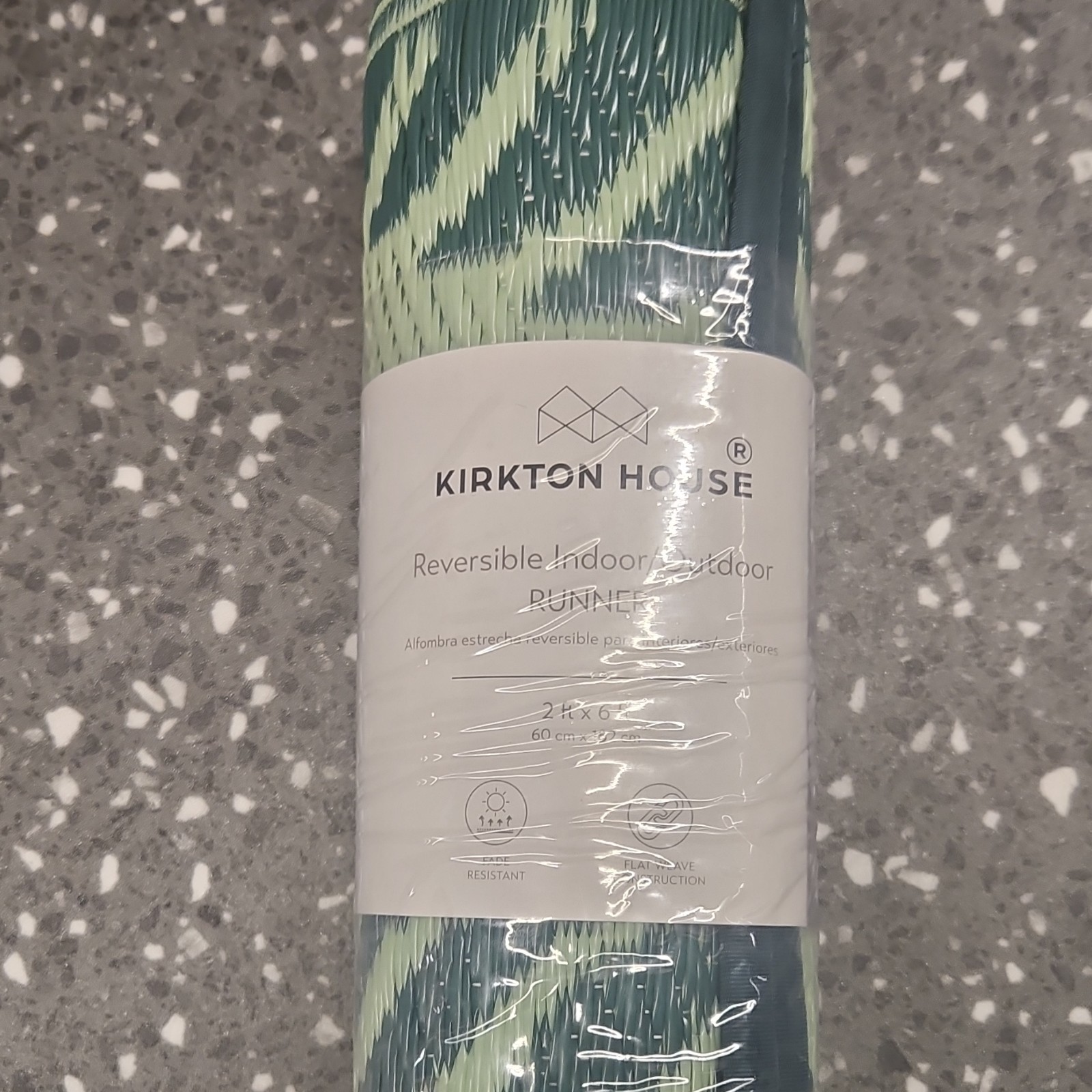 Kirkton House Reversible Indoor/Outdoor Runner Rug 2x6 ft Green Geometric gallery