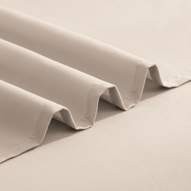 Hotel Quality Embroidered Microfiber Sheet Set, Queen, Cream gallery