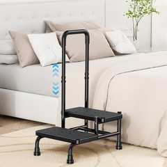 2 Step Stool with Handle for Elderly Adults and Seniors Heavy Duty Non Slip