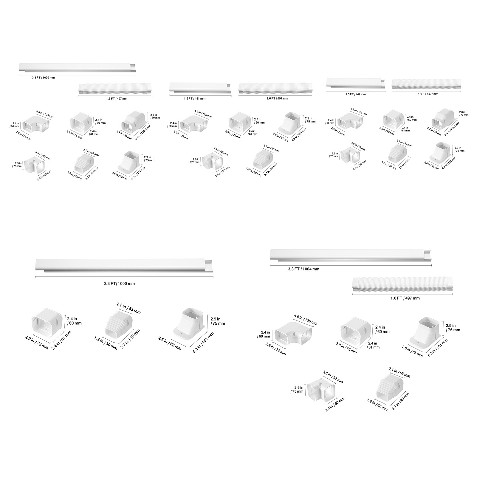 3" W Line Set Cover Kit For Mini Split Central Air Conditioner Decorative PVC gallery