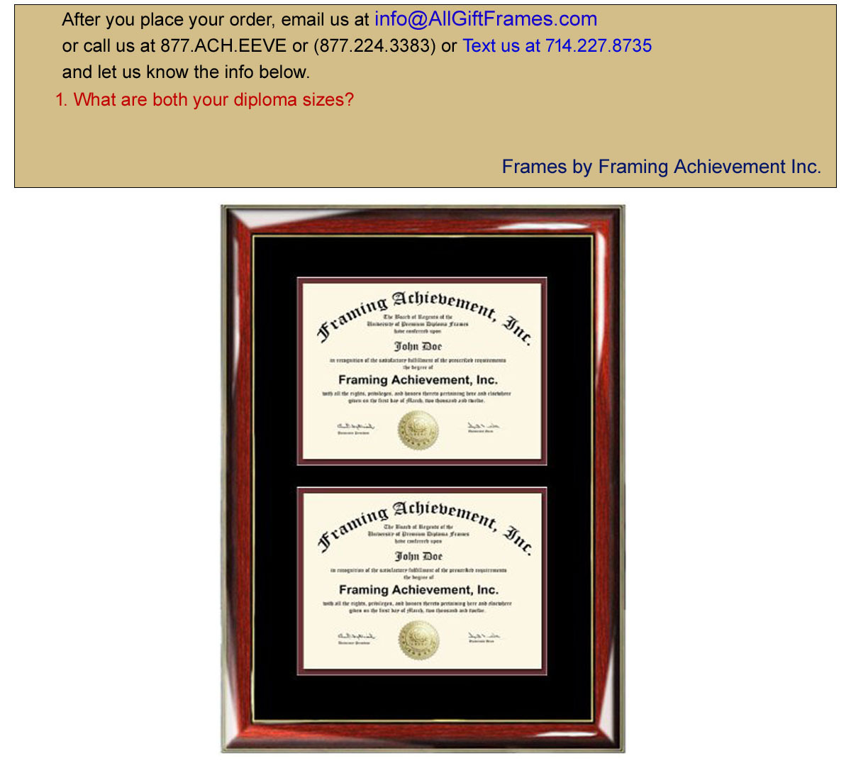 Double Diploma Frame Dual Certificate Frame Two College University Documents gallery