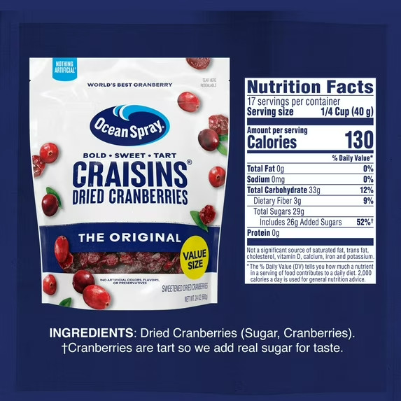 Ocean Spray® Craisins® Original Dried Cranberries, Dried Fruit, 24 oz Pouch gallery