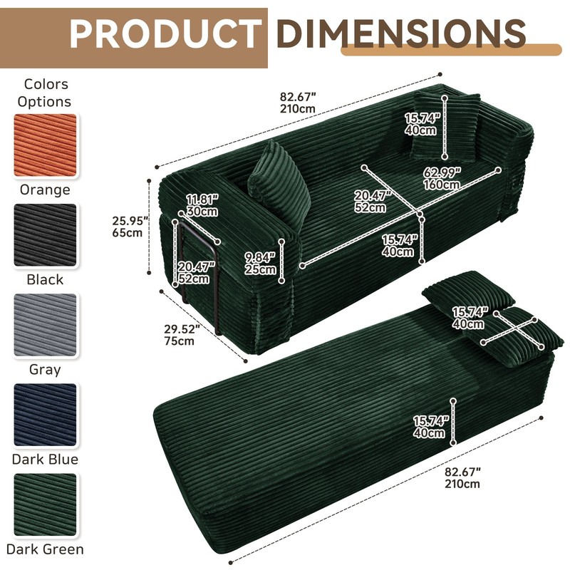 Compression Sofa-Convertible Sleeper Sofa Bed,Floor Couch with Fixed-Shape Frame gallery