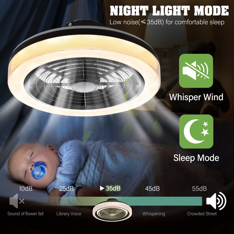 18" Smart Ceiling Fan with Light Alexa Siri Google Assistant w/Bluetooth Speaker gallery