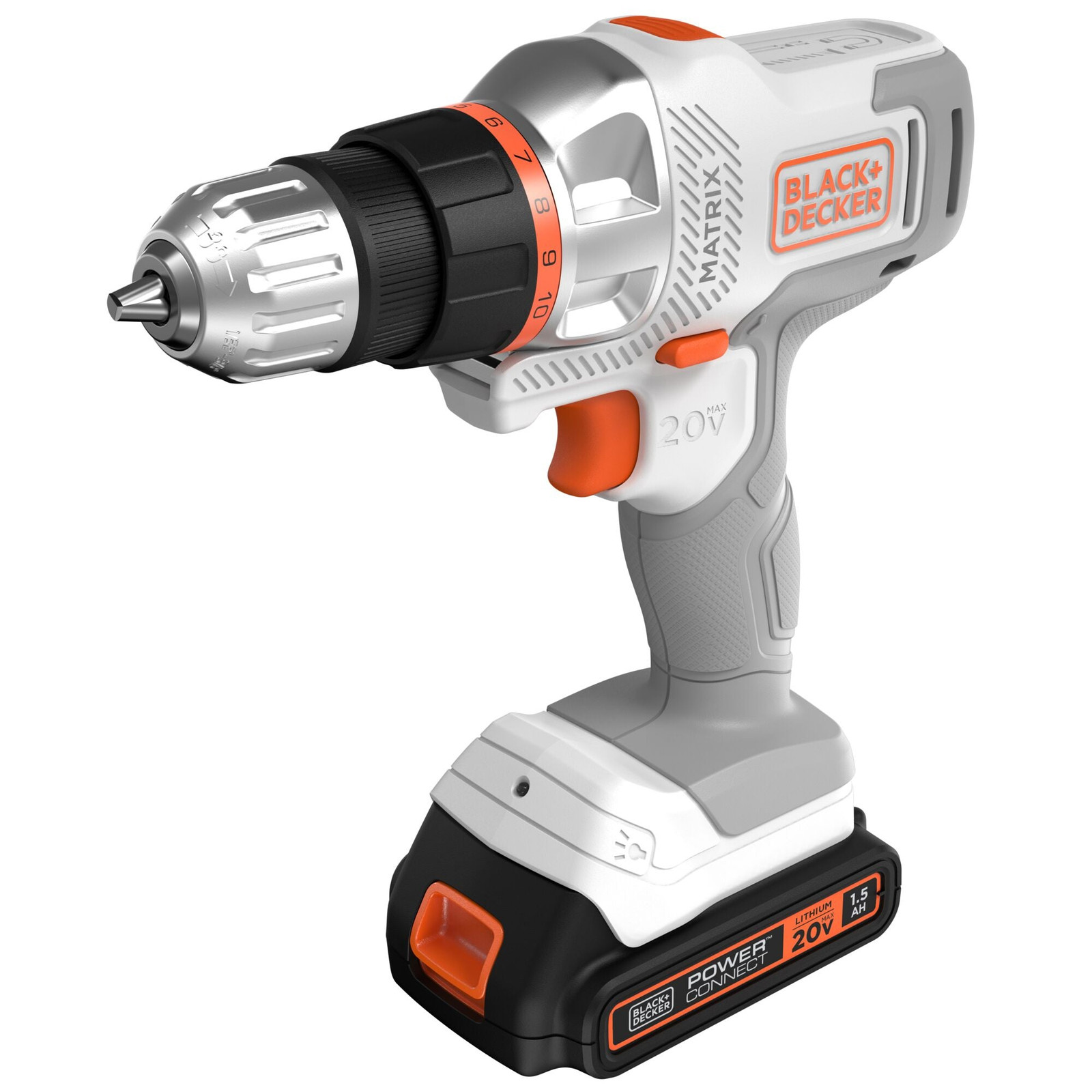 BLACK+DECKER 20V MAX Matrix Cordless Drill/Driver Kit, White - BDCDMT120WC1FF gallery