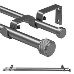 5/8″ Diameter Adjustable Double Drapery Curtain Rod w/ Poignee Finial