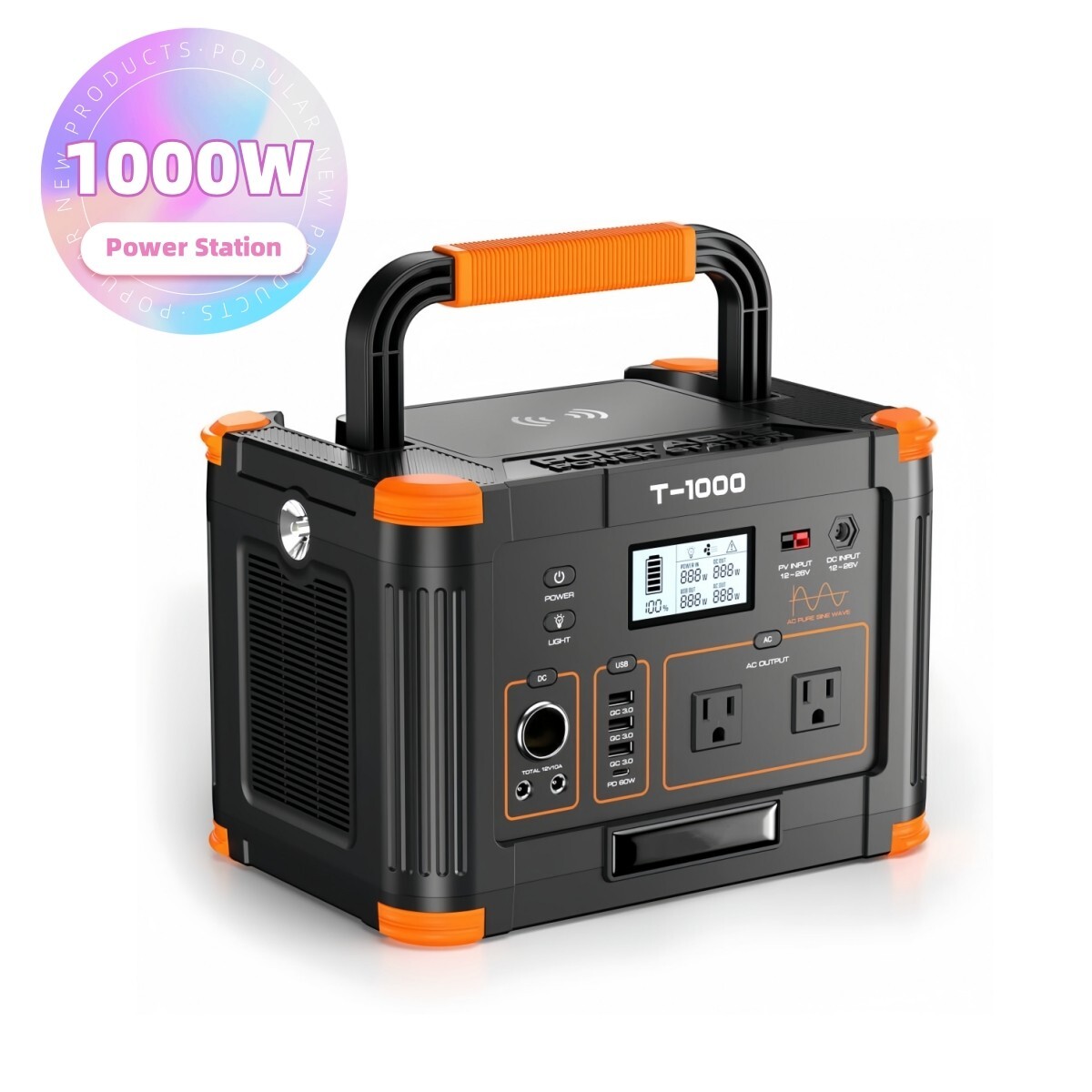 GNC 1000W 999Wh Solar Portable Power Station Generator gallery