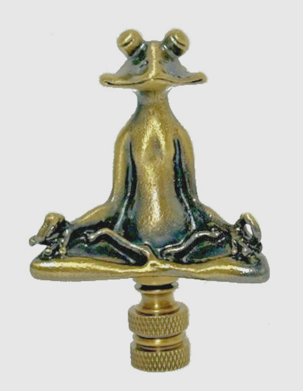 FROG MEDITATING LAMP SHADE FINIAL- ANTIQUE BRASS FINISH #108 gallery