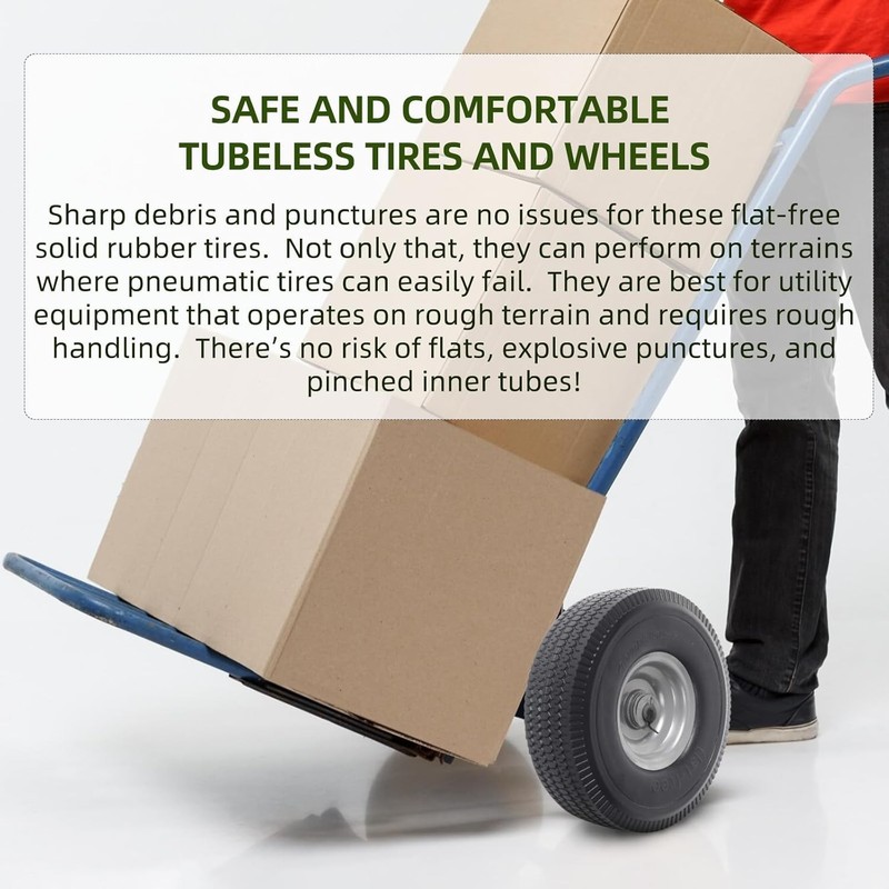 ARPRO 2Pack 10Inch Solid Wheel Replacement 4.10/3.504 Flat Free Tire and Whe... gallery