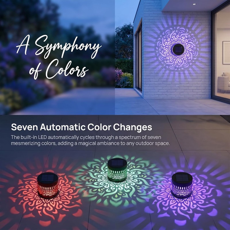 Color Changing Solar Mandala Projection Outdoor Decor Lights gallery