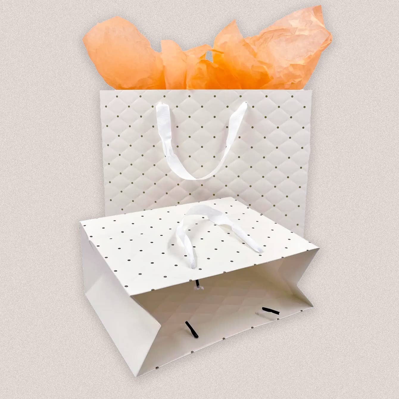 Ivory dot wavy surface gift bag w/ tissue: Small gallery
