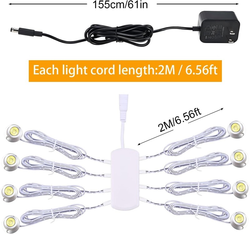 4/8 Pcs Dimmable USB Mini LED Spotlight Jewelry Showcase Display Warm/Cold White gallery