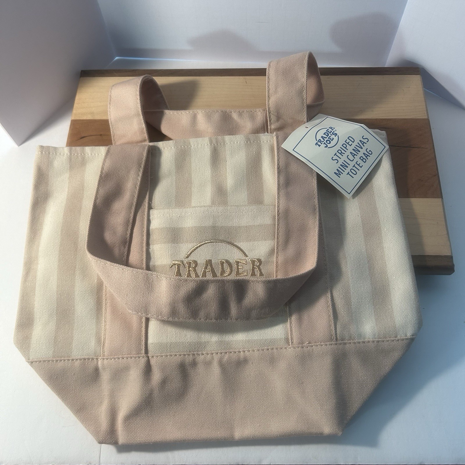 Trader Joe's Striped Canvas Mini Tote Bag Set 4 Colors Summer 2026 Limited gallery