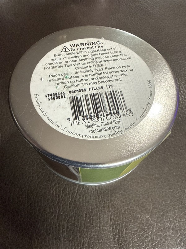 Root Candle Oakmoss Scented Decorative Tin 4-Ounce Dual Wick New Unlit Vtg gallery