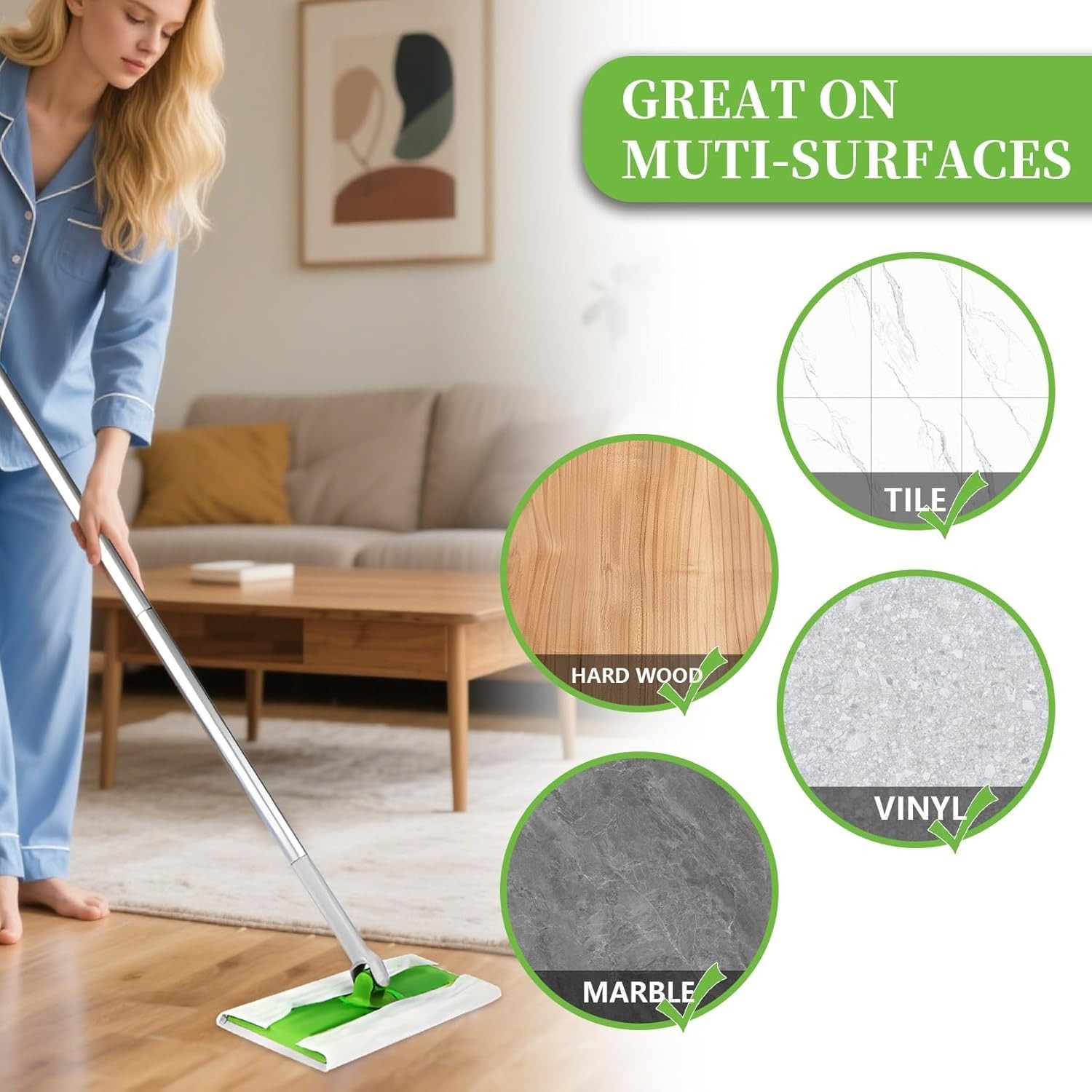 Dry Sweeping Cloths Disposable Mop Pads Refills Compatible with Swiffer gallery