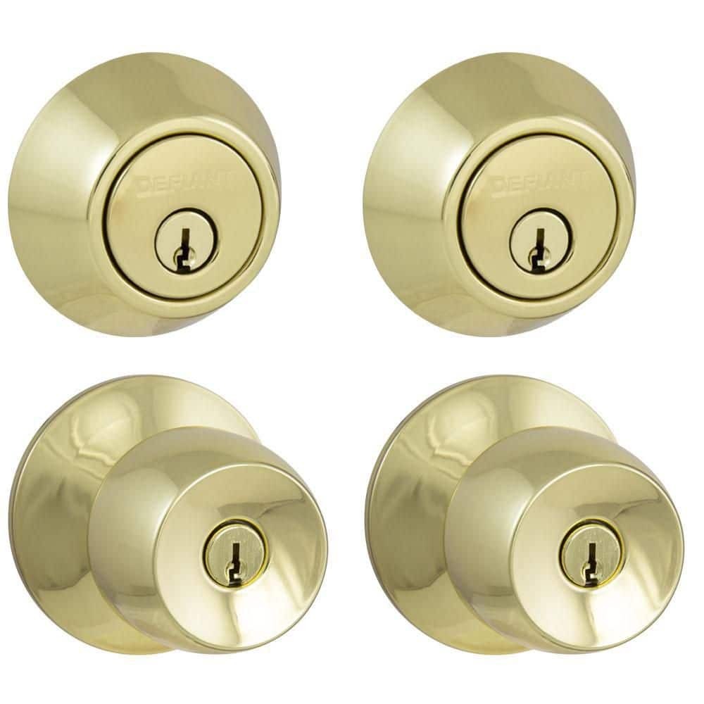 Defiant Brandywine Polished Brass Single Cylinder Keyed Entry Project Pack gallery