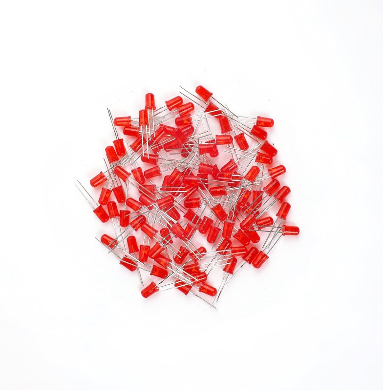 0Pcs 5mm Red Diffused LED Diodes, 2V-2.2V 20mA for Arduino & Electronics gallery